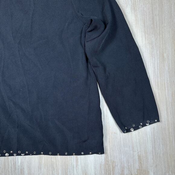 Colour Works Black Chain Punk Edgy Turtleneck Gothic Bold Pullover Sweater 2X - Picture 4 of 14